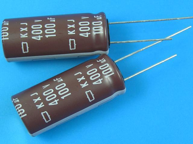 100uF/400V - 105°C Nippon KXJ   kondenzátor elektrolytický low ESR, long life, high ripple current, pen type
