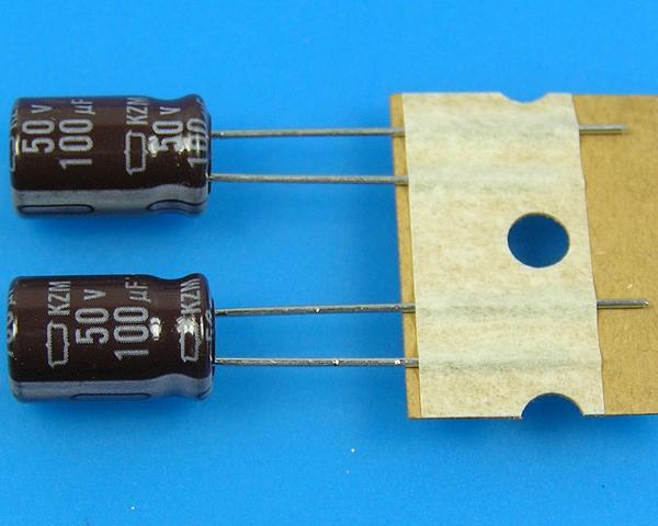100uF/50V - 105°C Nippon  KZM kondenzátor elektrolytický, low ESR, long life, high ripple current