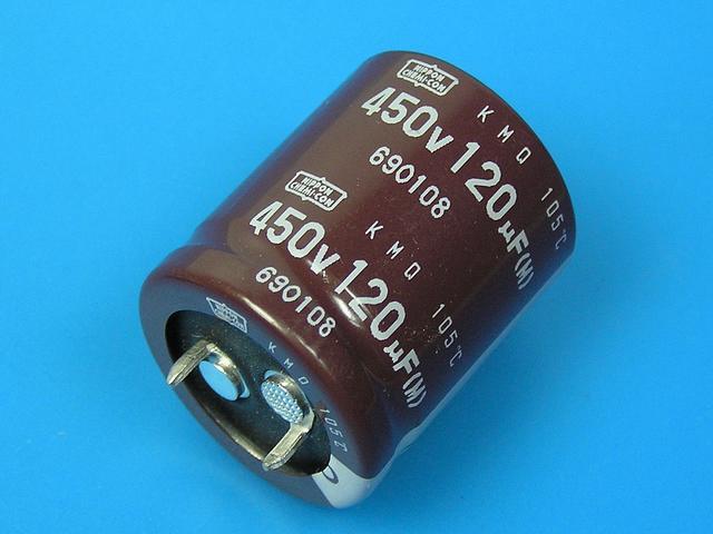 120uF/450V - 105°C Nippon KMQ   kondenzátor elektrolytický