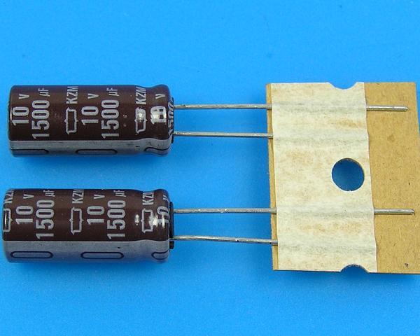 1500uF/10V - 105°C Nippon  KZM kondenzátor elektrolytický, low ESR, long life, high ripple current