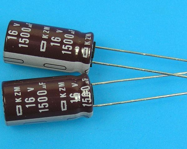1500uF/16V - 105°C Nippon  KZM kondenzátor elektrolytický, low ESR, long life, high ripple current