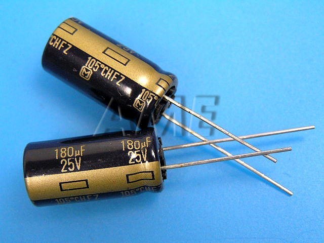 180uF/25V - 105°C Panasonic HFZ   kondenzátor elektrolytický low ESR, high ripple current