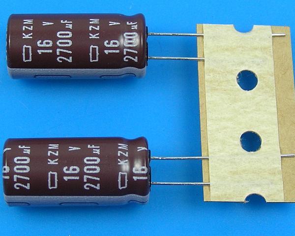 2700uF/16V - 105°C Nippon  KZM kondenzátor elektrolytický, low ESR, long life, high ripple current
