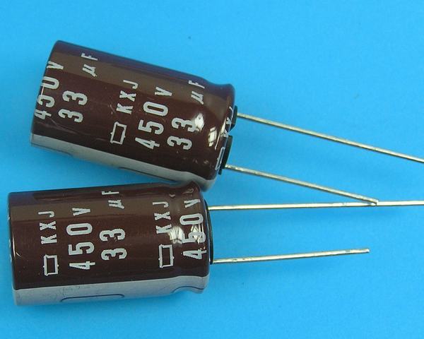 33uF/450V - 105°C Nippon KXJ   kondenzátor elektrolytický low ESR, long life, high ripple current