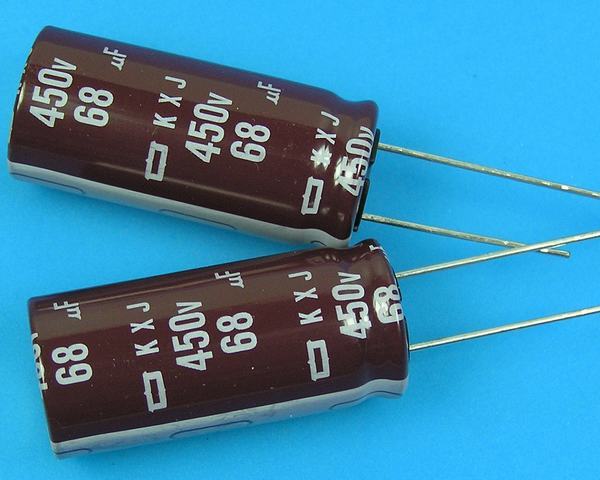 68uF/450V - 105°C Nippon KXJ   kondenzátor elektrolytický low ESR, long life, high ripple current