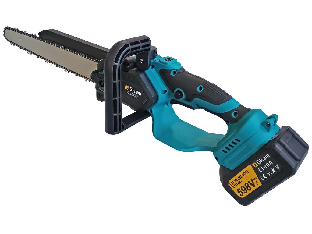 Aku ruční řeťezová pila Gisam 10", lišta 25cm, bezkartáčový motor 5500W, automatické mazání řetězu 