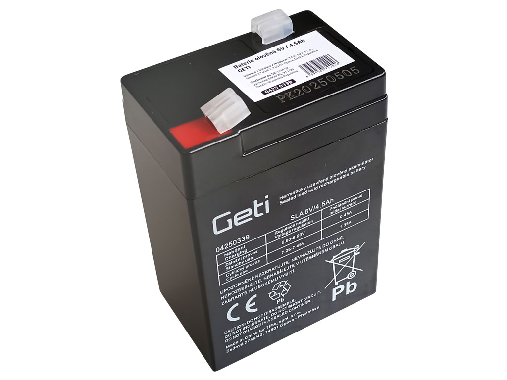 Akumulátor 6V / 4,5Ah olověný - Geti