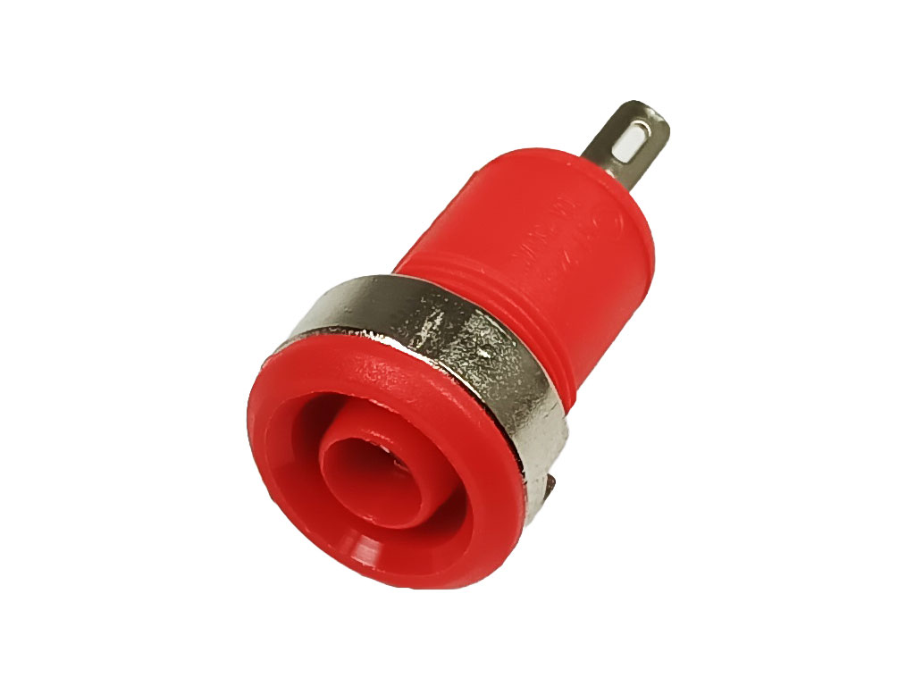 Banánek zdířka panelová samostatná 10A - rudá ( červená )  BC-124/R