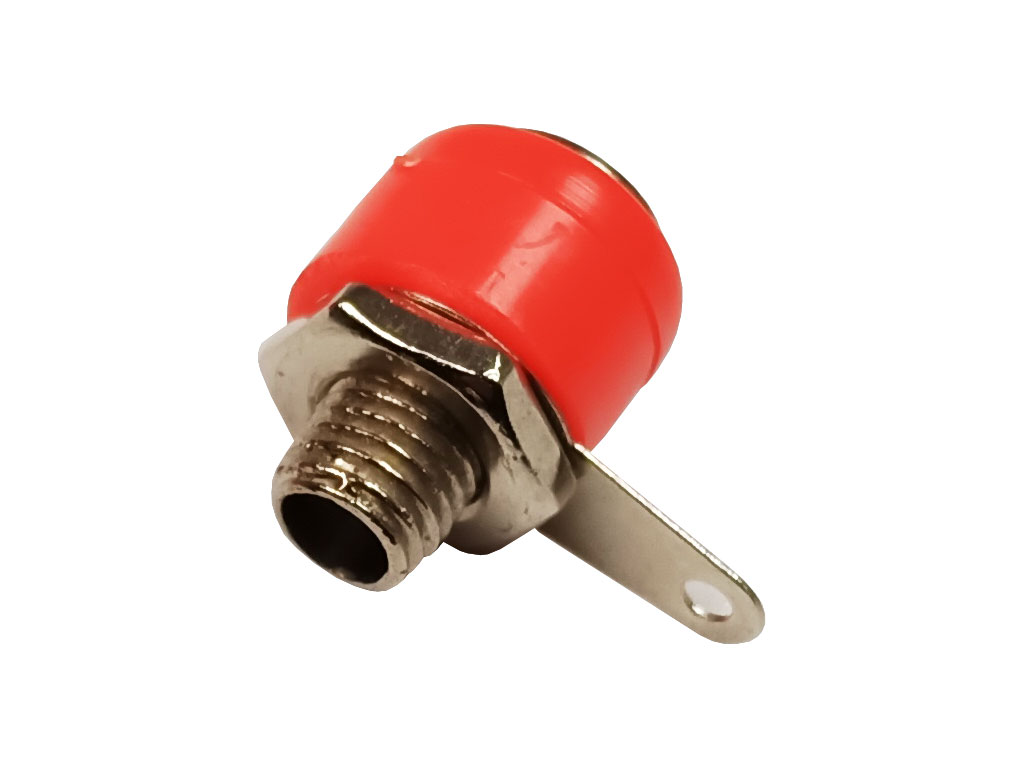 Banánek zdířka panelová samostatná 10A - rudá ( červená )