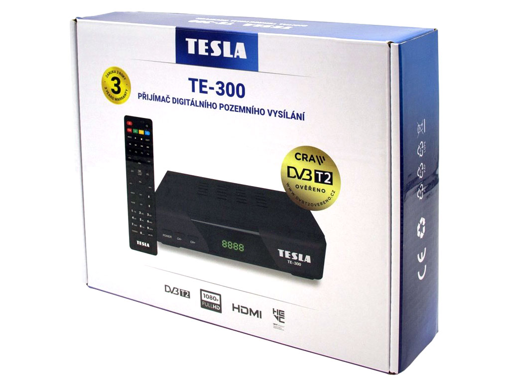 DVB-T přijímač TESLA TE-300 set-top-box DVB-T2 HEVC H.265