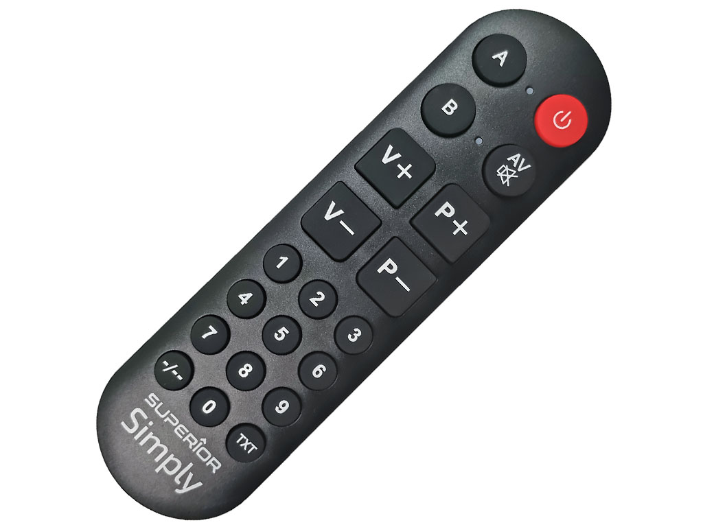 Dálkový ovladač Superior Simply Numeric - programovatelný univerzální dálkový ovladač s numerickými tlačítky pro televizi, set-top box, DVB-T2