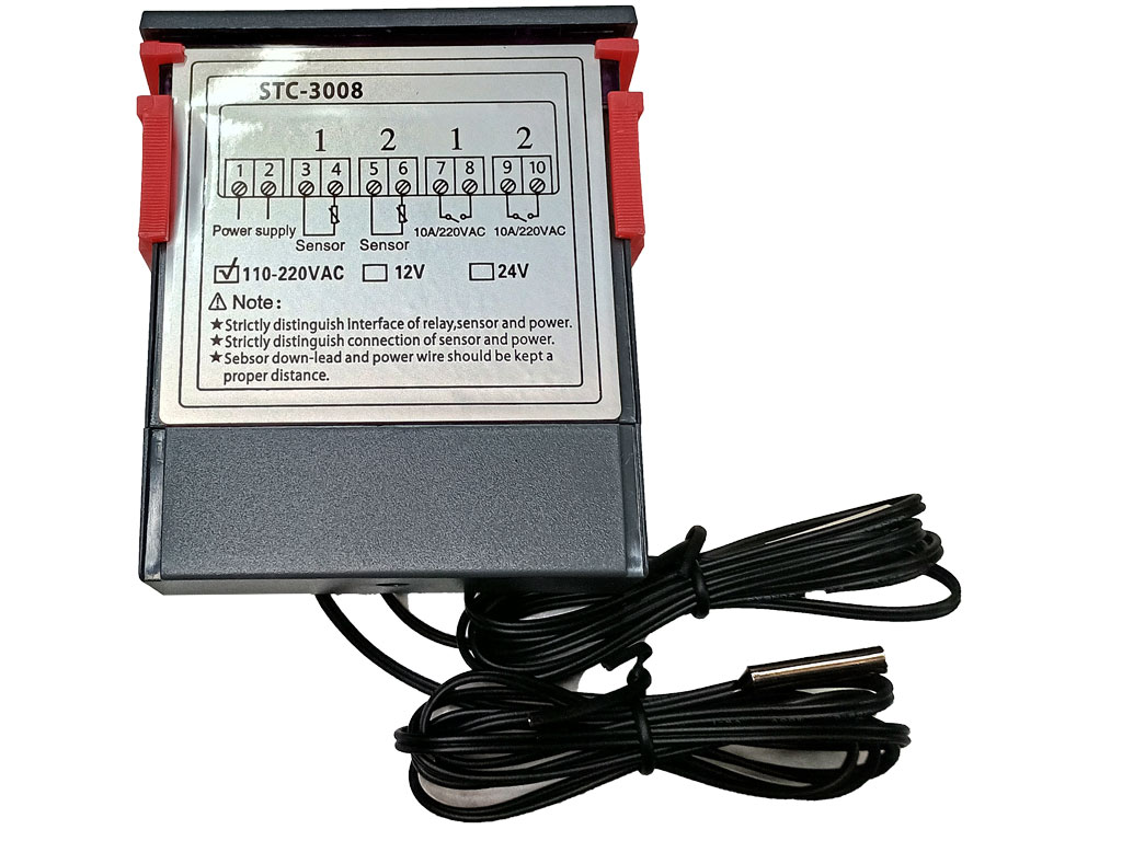 Digitální termostat duální - STC-3008 rozsah -55°C~120°C, 230V AC