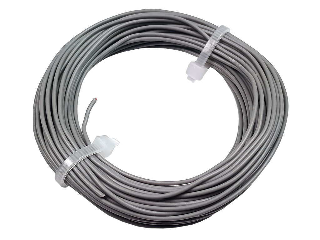 Drát Cu prům. 0.5 mm, 0.22 mm2, izolace PVC, šedý, balení 10m