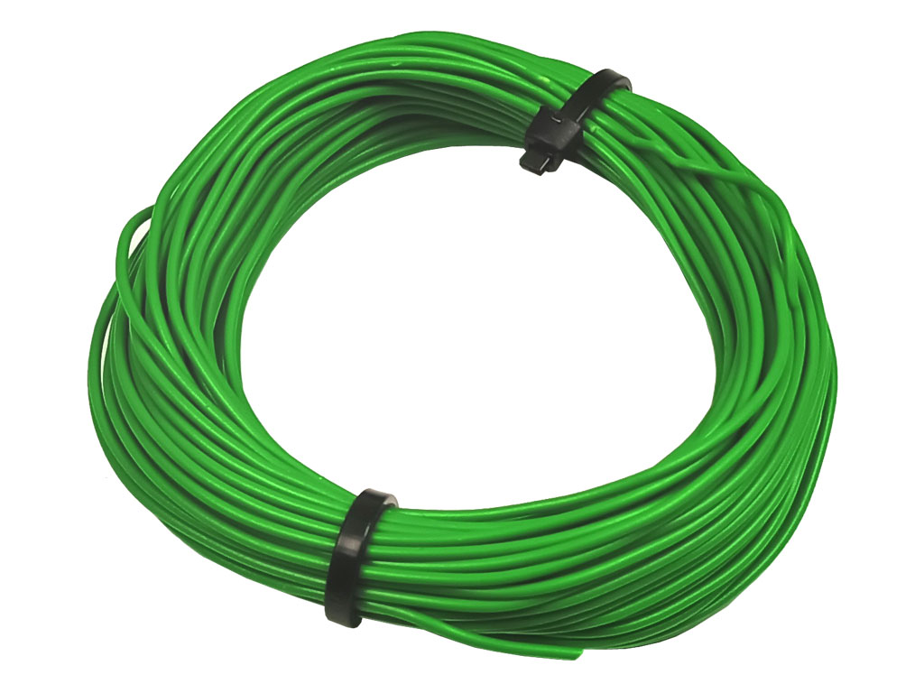 Drát Cu prům. 0.5 mm, 0.22 mm2, izolace PVC, zelený, balení 10m
