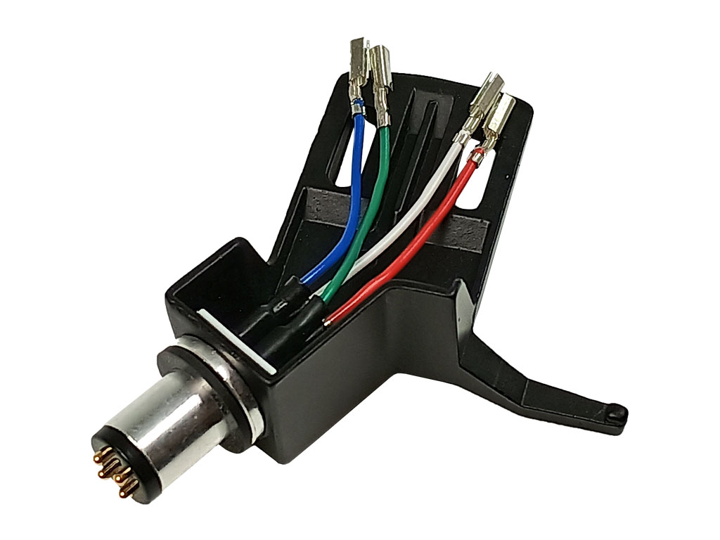 Držák přenosky GRAMO (headshell) černý s bajonetem pro standardní rozteč montáže 0,5" pod úhlem 20 st.