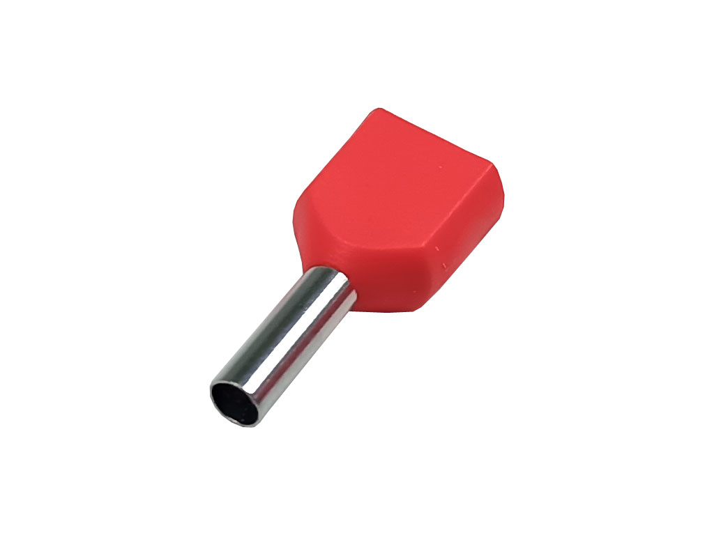 Dutinka krimpovací dvojitá, trubičková koncovka izolovaná - červená 2 x 1.5 mm², balení 10ks