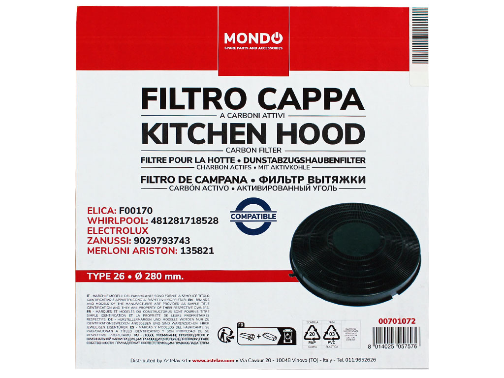 Filtr odsavače par, digestoře - uhlíkový TYP 26