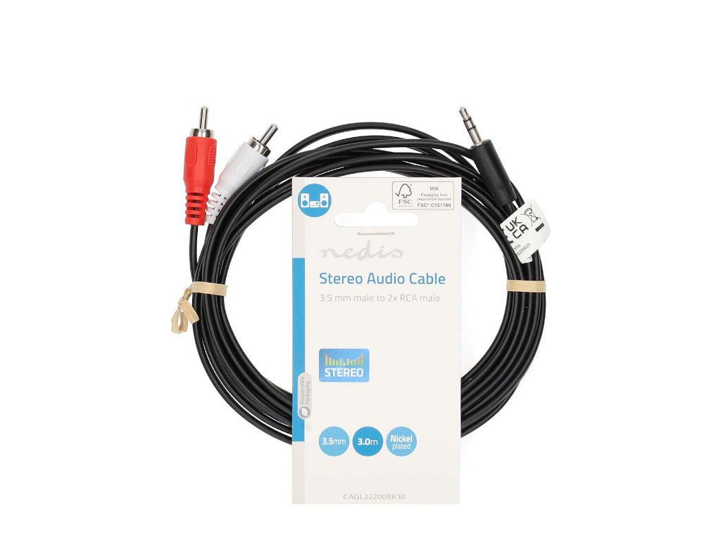 Kabel 3.5mm jack / 2xCINCH 3m CAGL22200BK30 Nedis