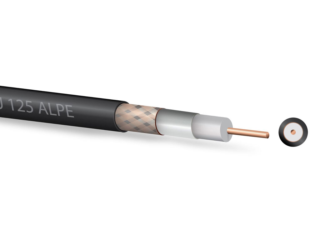 Kabel  - metráž KOAX Zircon CU 125 ALPE 6.8mm koaxiální kabel 75 Ohm černý 