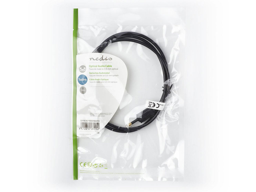 Kabel optický TOSLINK / 3.5mm jack optický 1m Nedis CAGL25100BK10