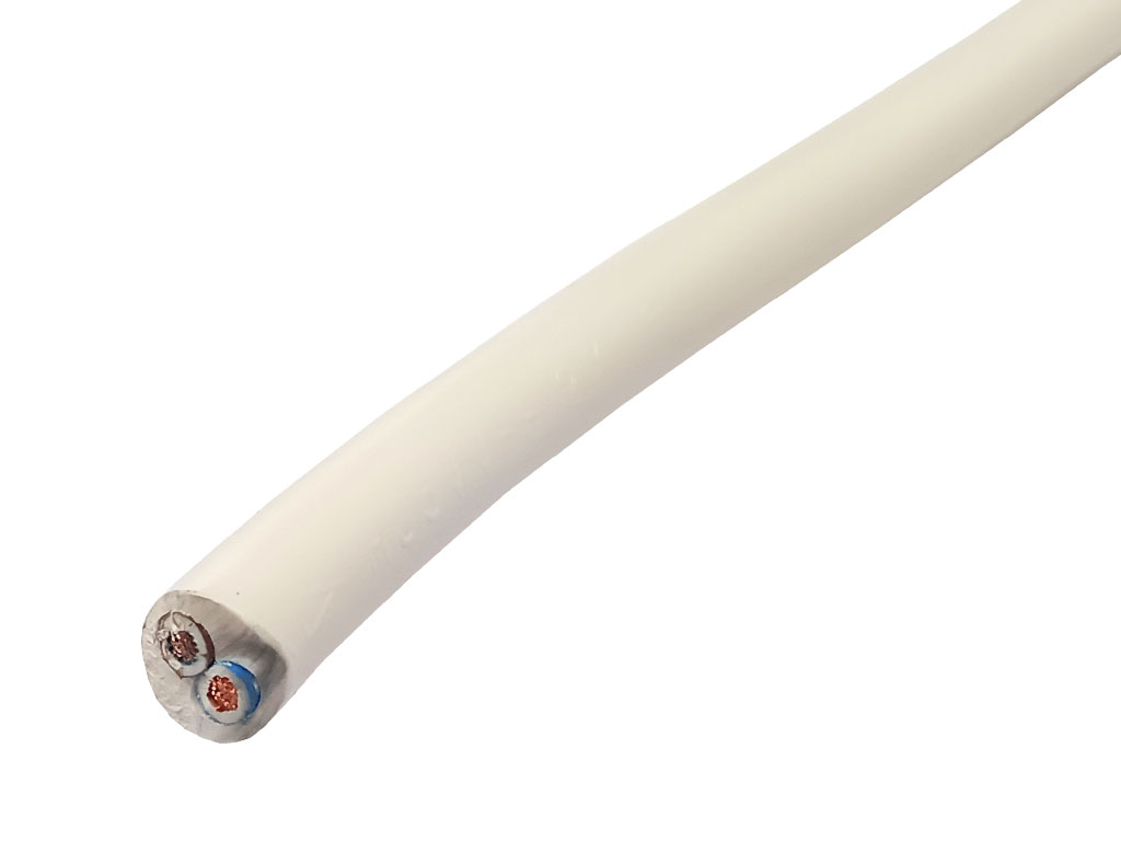 Kabel síťový 2 x 1,5mm 2, vodič lanko H05VV-F, izolace PVC, bílý, metráž