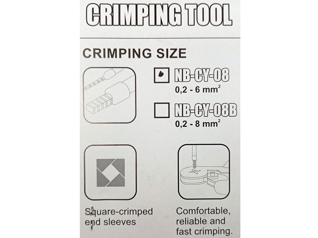 Kleště krimpovací Newbrand NY-CY-08 pro izolované trubičkové koncovky; 0,2÷6mm2