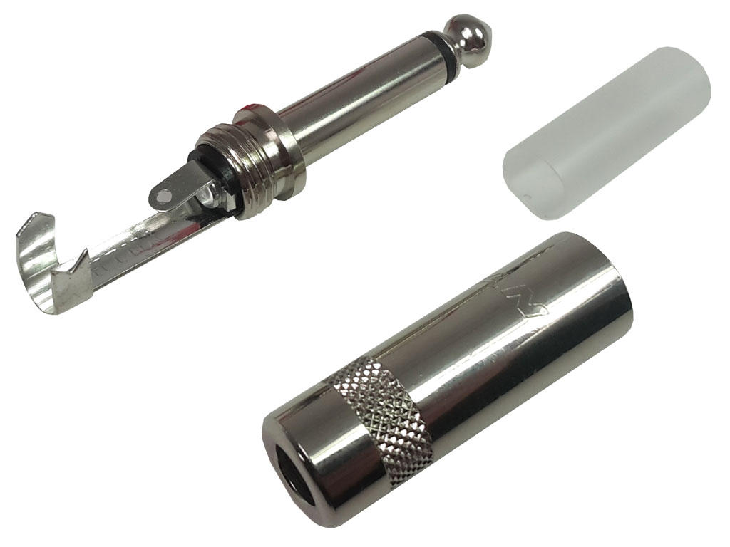 Konektor JACK prům.6,3mm mono, zástrčka kabelová kovová REAN