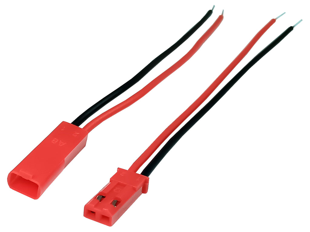 Konektor JST 2  s kabelem, 2 PIN, 1 pár zástrčka + zásuvka