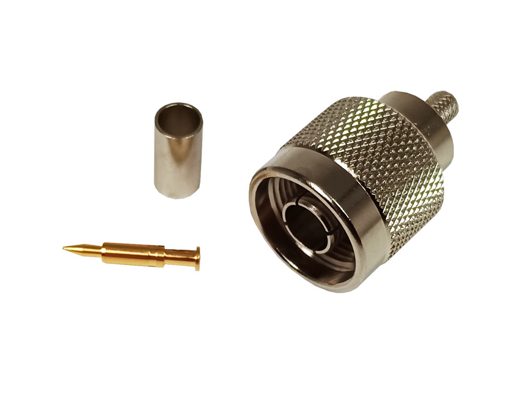 Konektor N pro kabel RG58 krimpovací samec - stříbřený