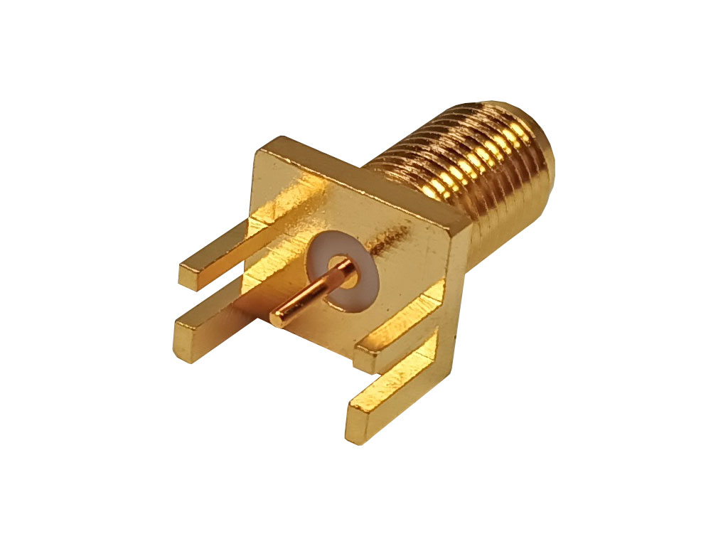 Konektor SMA panelový / PCB s maticí, pájecí - samice reverzní - zlacená