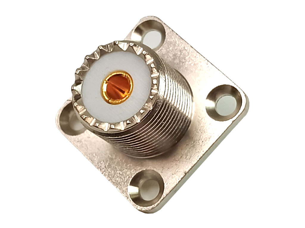 Konektor UHF panelový přírubový, pájecí - samice