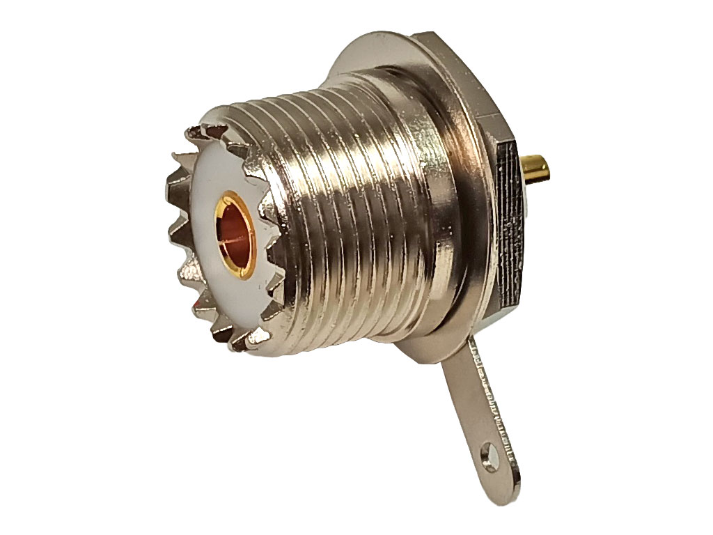 Konektor UHF panelový s maticí, pájecí - samice