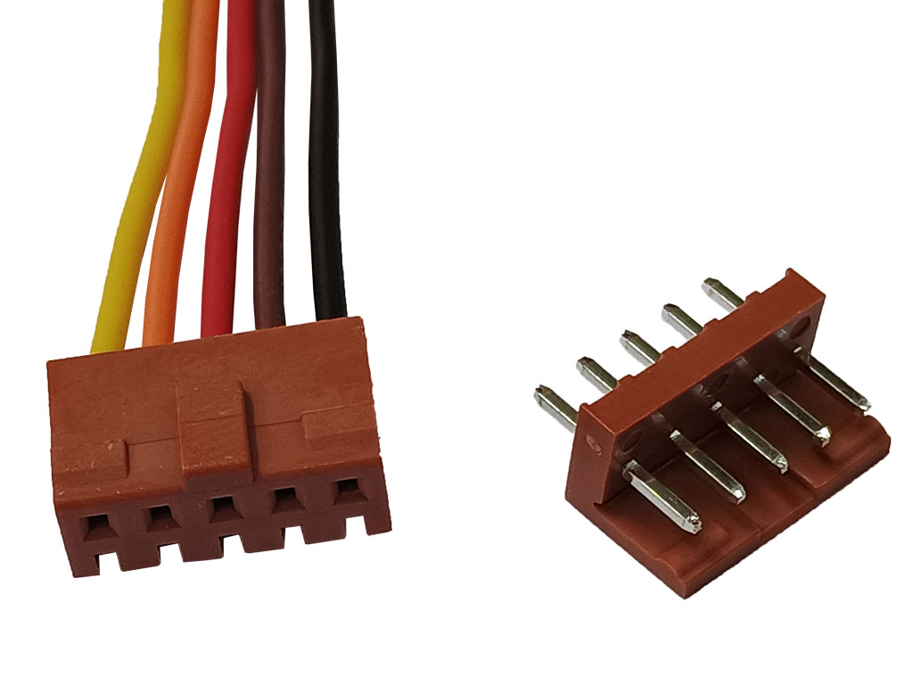 Konektor male přímý + female s kabelem 25cm, 5 pin, platinové kontakty