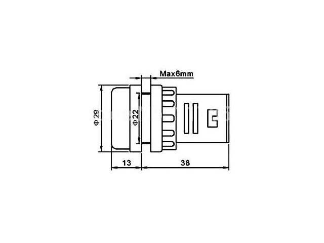 Kontrolka LED zelená, 230V AC, montážní otvor 22mm