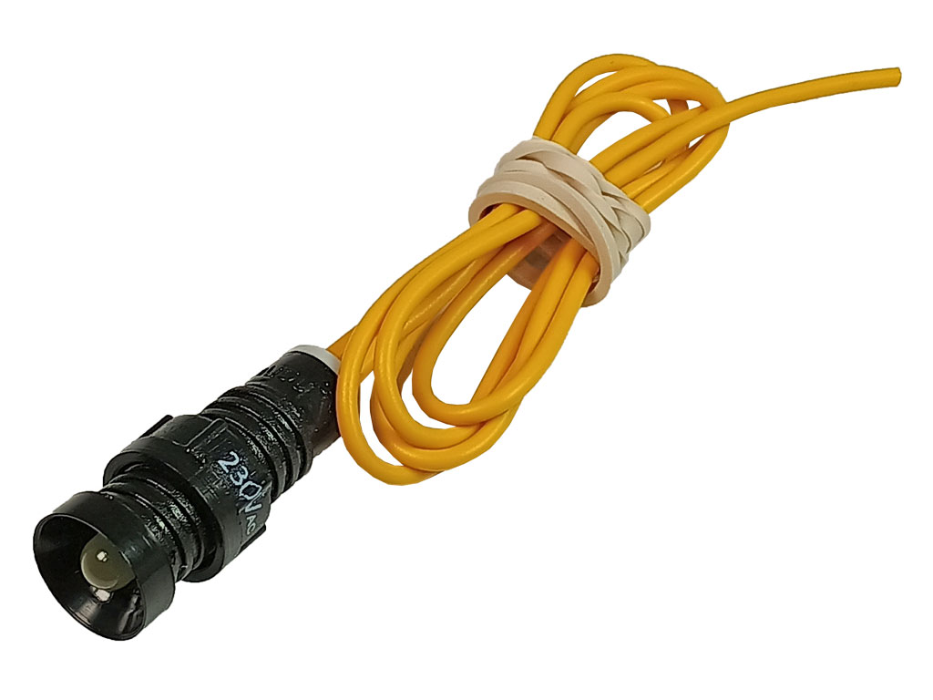 Kontrolka LED žlutá, 230V AC, montážní otvor 11mm