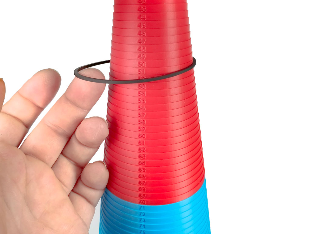 Kužel na měření řemínků, vnitřní průměr 12mm - 129mm, plastový 3D