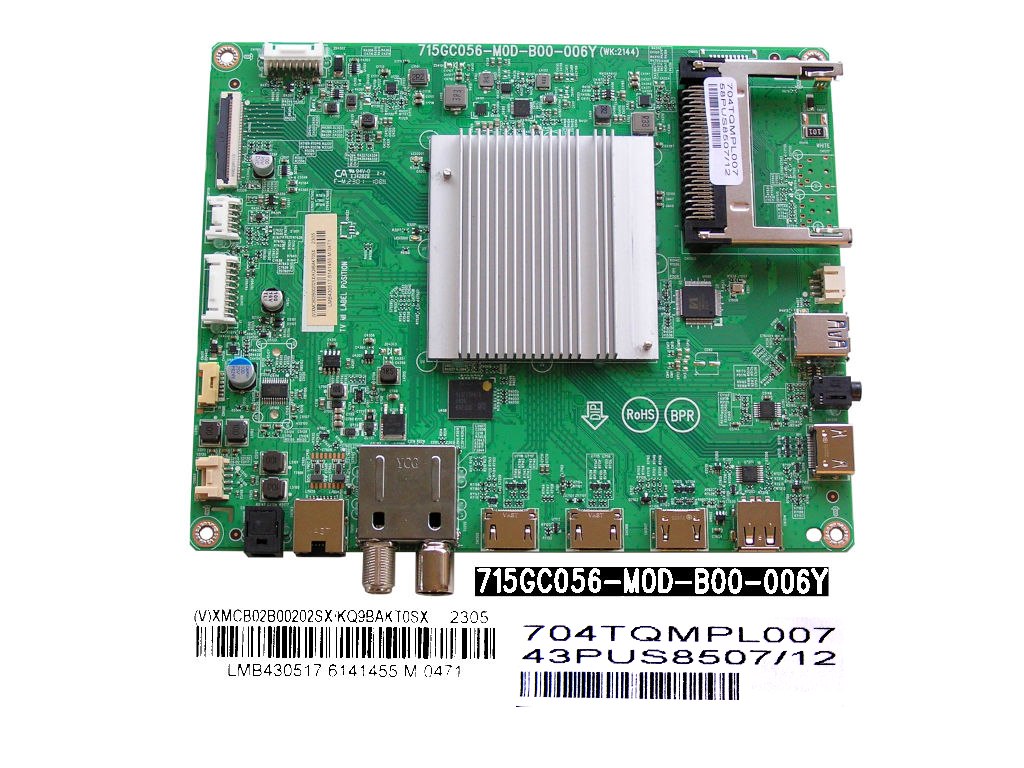 LCD LED modul základní deska Philips XMCB02B00202SX/KQ9BAKT0SX / Main board assy 715GC056-M0D-B00-006Y / 704TQMPL007 / 43PUS8507/12