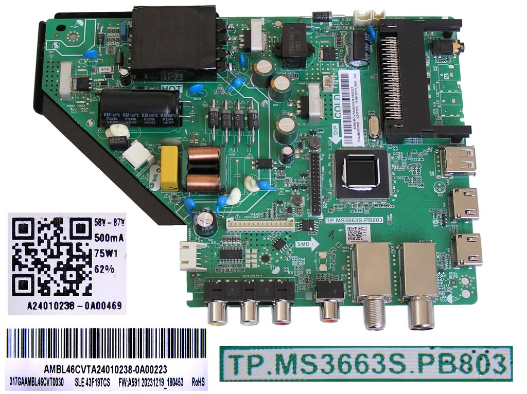 LCD LED modul základní deska SENCOR  SLE43F19TCS / Main board assy TP.MS3663S.PB803 / A24010238-0A00469
