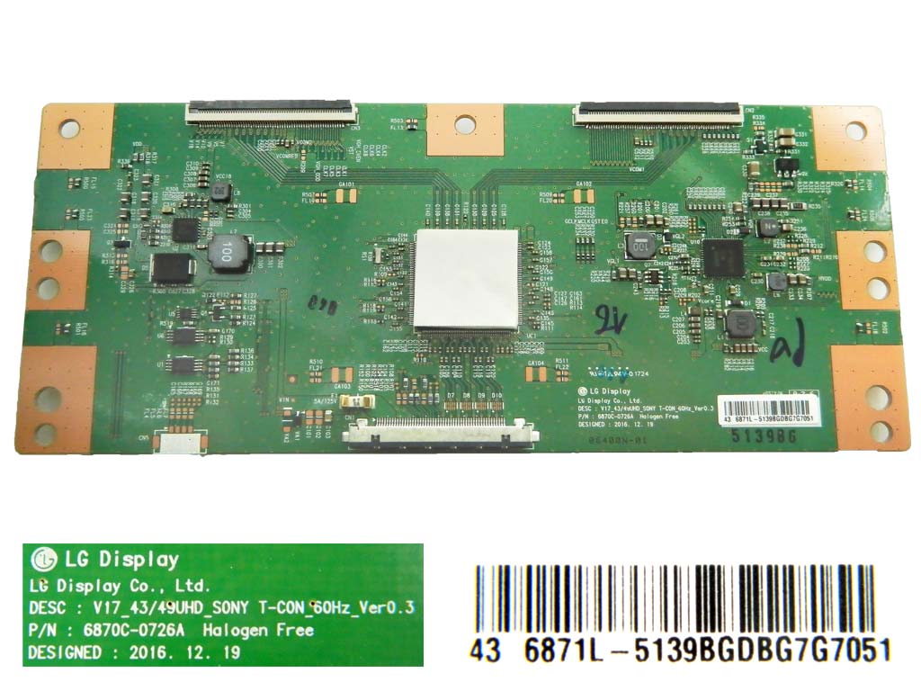 LCD modul T-CON  6871L-5139B / T-con board 6870C-0726A / V17 43-49UHD SONY T-CON 60Hz Ver0.3