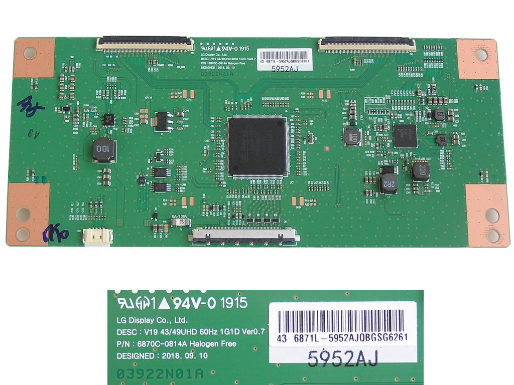 LCD modul T-CON  6871L-5952A / T-con board 6870C-0814A / V19 43/49UHD 60Hz 1G1D Ver0.7