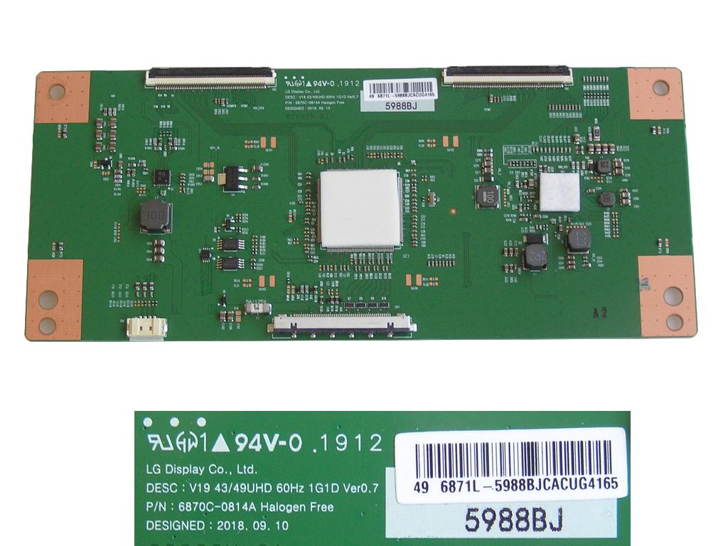 LCD modul T-CON  6871L-5988B / T-con board 6870C-0814A / V19 43/49UHD 60Hz 1G1D Ver0.7