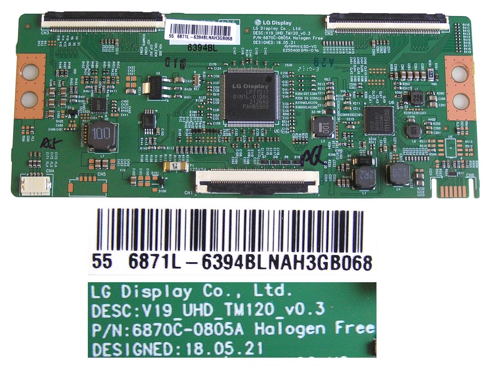 LCD modul T-CON  6871L-6394B / T-con board 6870C-0805A / V19_UHD_TM120 V0.3