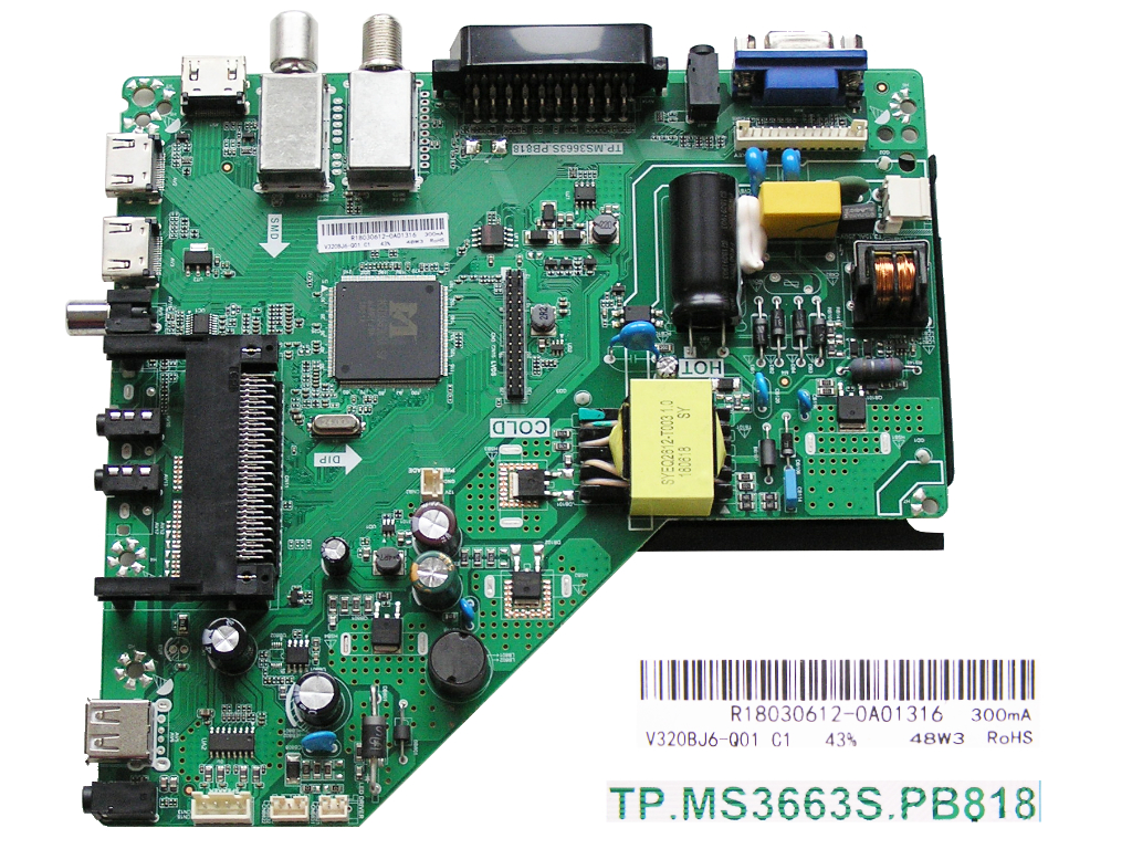 LCD modul základní deska AKAI AKTV3213 TS / Main board 50040366300080 / TP.MS3663S.PB818