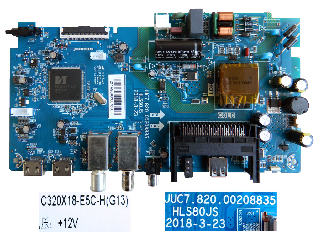 LCD modul základní deska Changhong CHiQ L32G4500 / Main board  / HLS80JS / JUC7.820.00208835 / C320X18-E5C-H(G13)