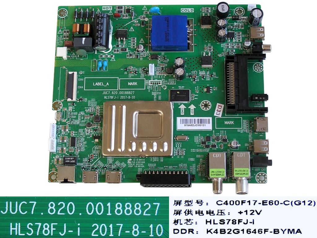 LCD modul základní deska Changhong CHiQ LED40E5000ISN / Main board  / HLS78FJ-i / JUC7.820.00188827 / C400F17-E60-C(G12)