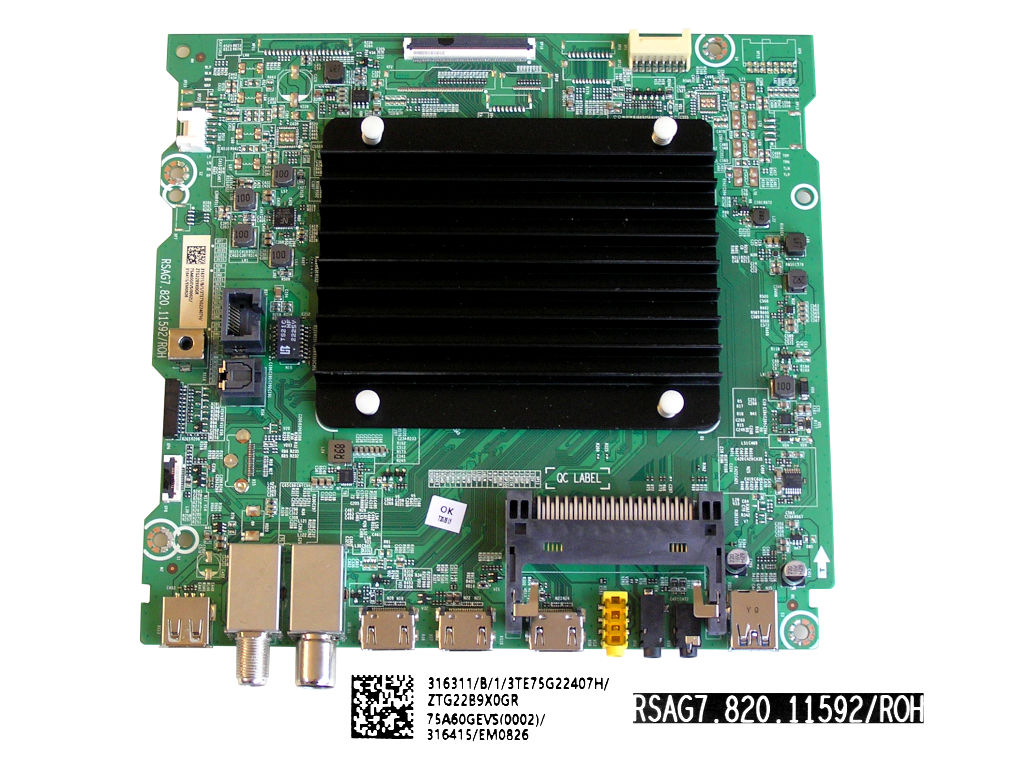 LCD modul základní deska Hisense 75A7GQ / main board 75A60GEVS (0002) / RSAG7.820.11592/ROH / 316311 / T311043 