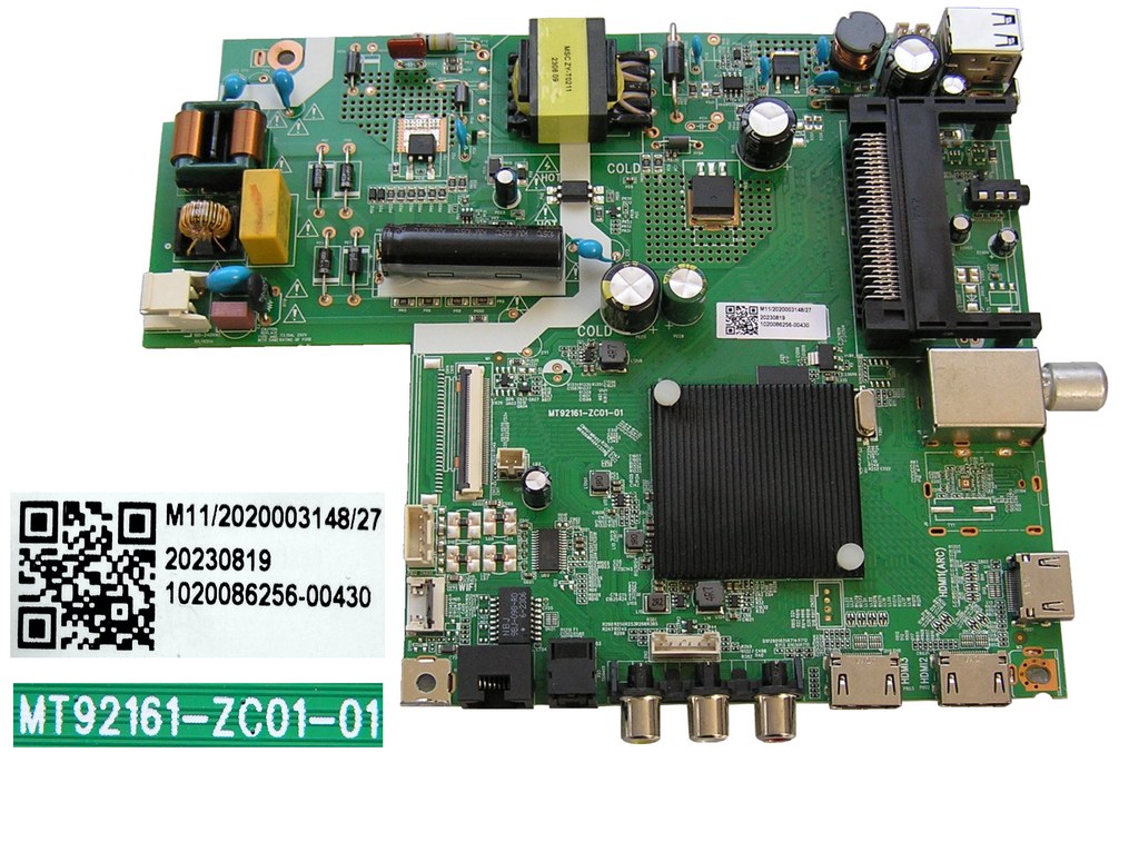 LCD modul základní deska KIVI 32F750NB / Main board MT92161-ZC01-01 / M11/20200003148/27 / 1020086256-00430