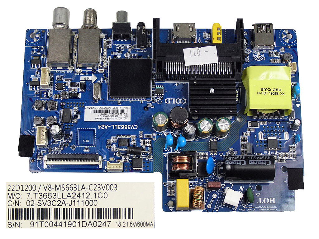 LCD modul základní deska Sencor SLE22F60TCS  / main board CV3663LL-A24 / 22D1200/V8-MS663LA-C23V003