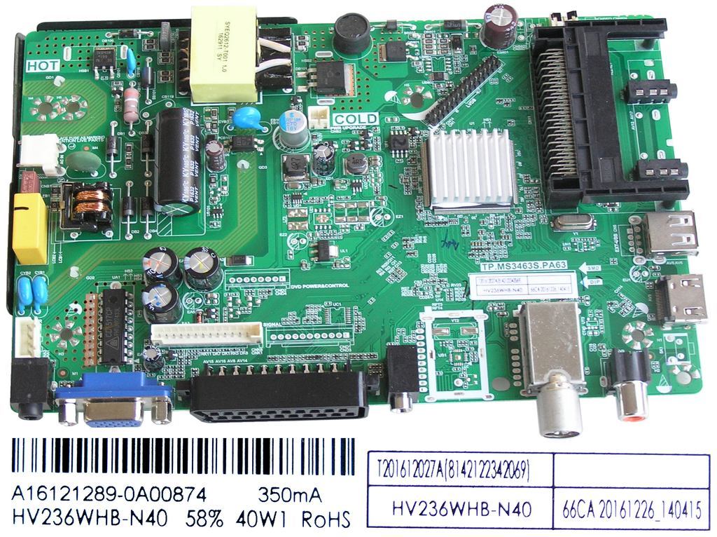 LCD modul základní deska Sencor SLE2463V2 / Main board Sencor HV236WHB-N40 / A16121289-0A00874