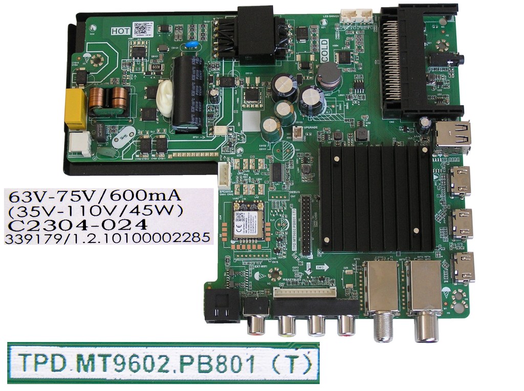 LCD modul základní deska TESLA 43M325BFS / main board C2304-024 / A23050069-1H01507 / TPD.MT9602.PB801(T